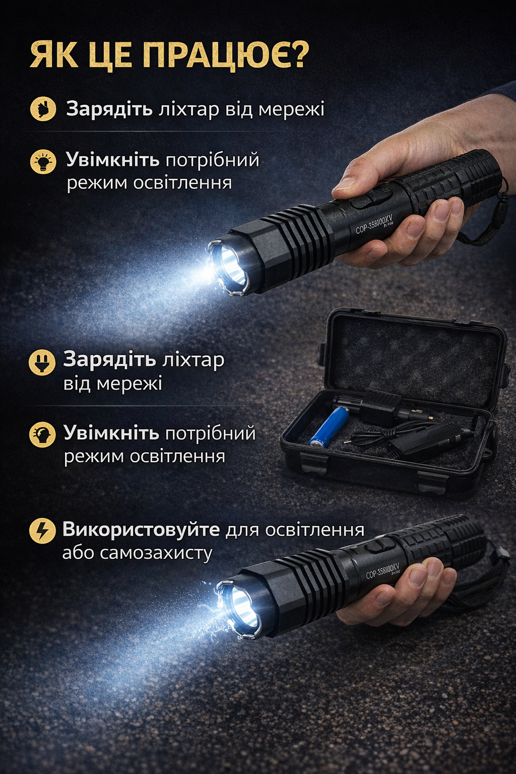 Як працює ліхтар Police BL-1103